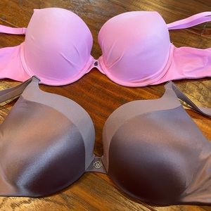 set of 2 victoria’s secret bras pink purple 32c